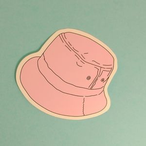10/$10 Trendy Pastel Pink Bucket Hat Matte VSCO Die Cut Sticker